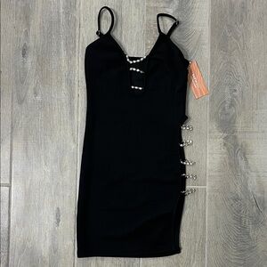 SHEIN SXY Black Dress with Rhinestones Accents